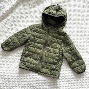 Gap Dinosaur Puffer Jacket Baby Size 2T Green Outdoors Hiking Camping Winter